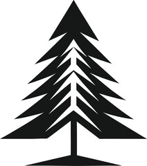 Obraz premium Stylish black and white silhouette of a stylized fir tree Isolated On Vector Illustration