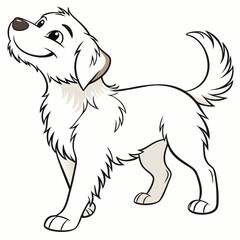 Cute Happy Cartoon Dog With Fluffy Fur And Smiling Expression Illustration