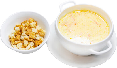 cheese soup with croutons