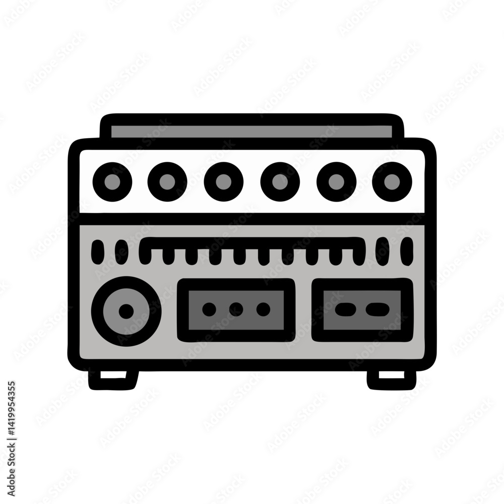 Poster audio amplifier icon representing sound system and audio enhancement