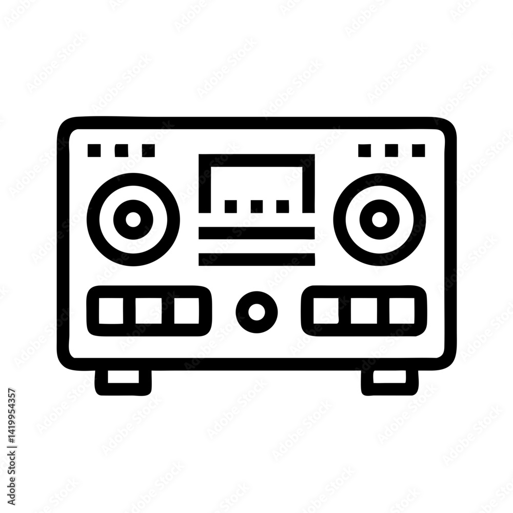 Poster audio amplifier icon representing sound system and audio enhancement