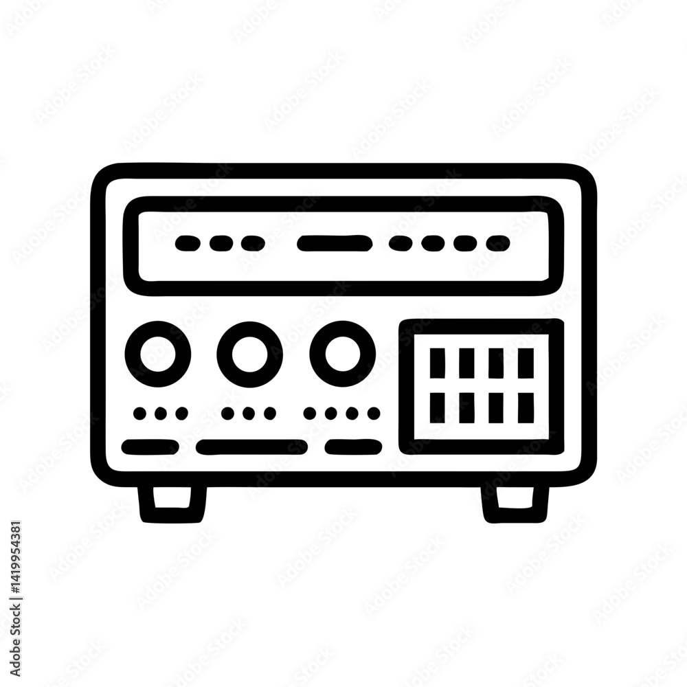 Poster audio amplifier icon representing sound system and audio enhancement