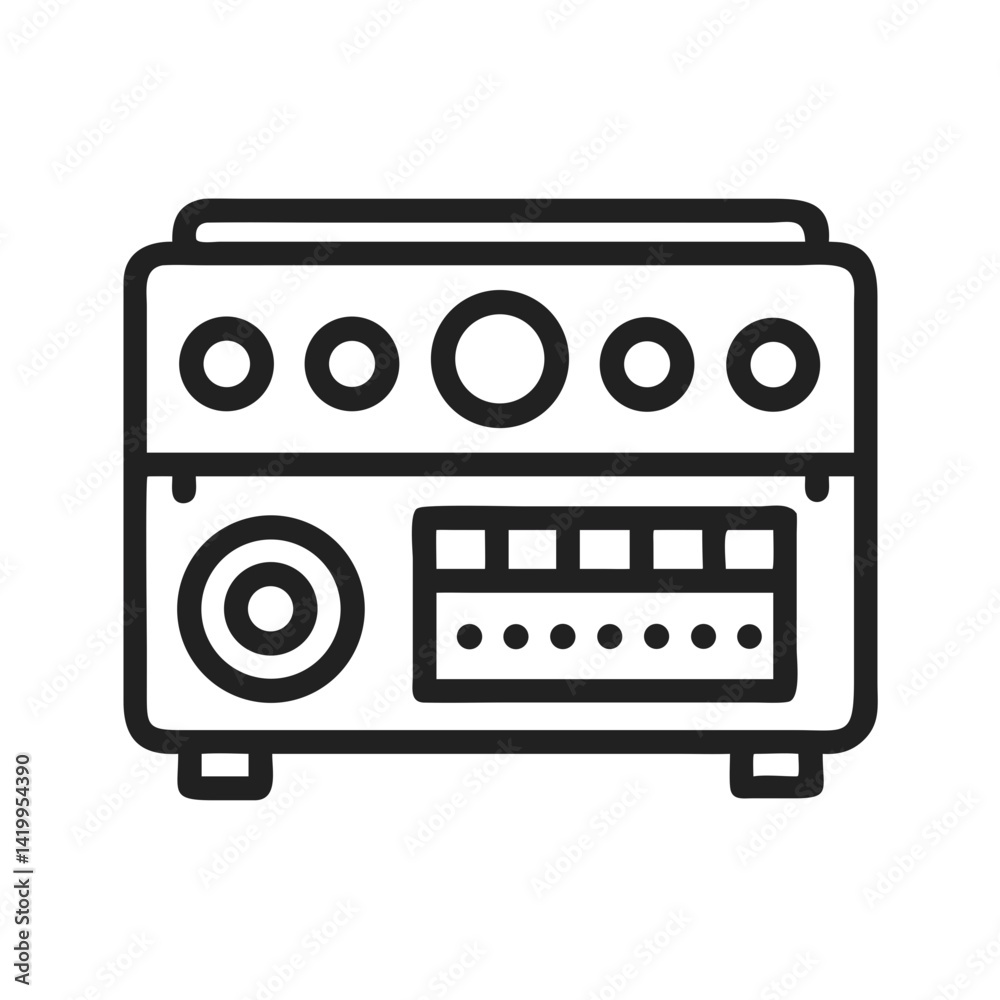 Poster audio amplifier icon representing sound system and audio enhancement