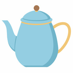 Light Blue Vector Teapot With Round Knob For Hot Beverages And Tea