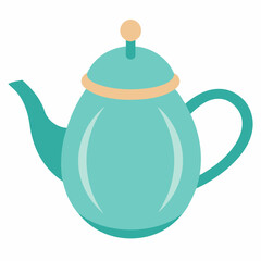 Flat Vector Illustration Of A Stylish Turquoise Teapot For Tea Serving