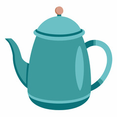 Stylized Teal Teapot Illustration Vector Isolated On White Background