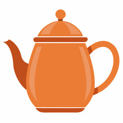 Isolated Orange Teapot Vector Illustration Kitchen Utensil Design Element