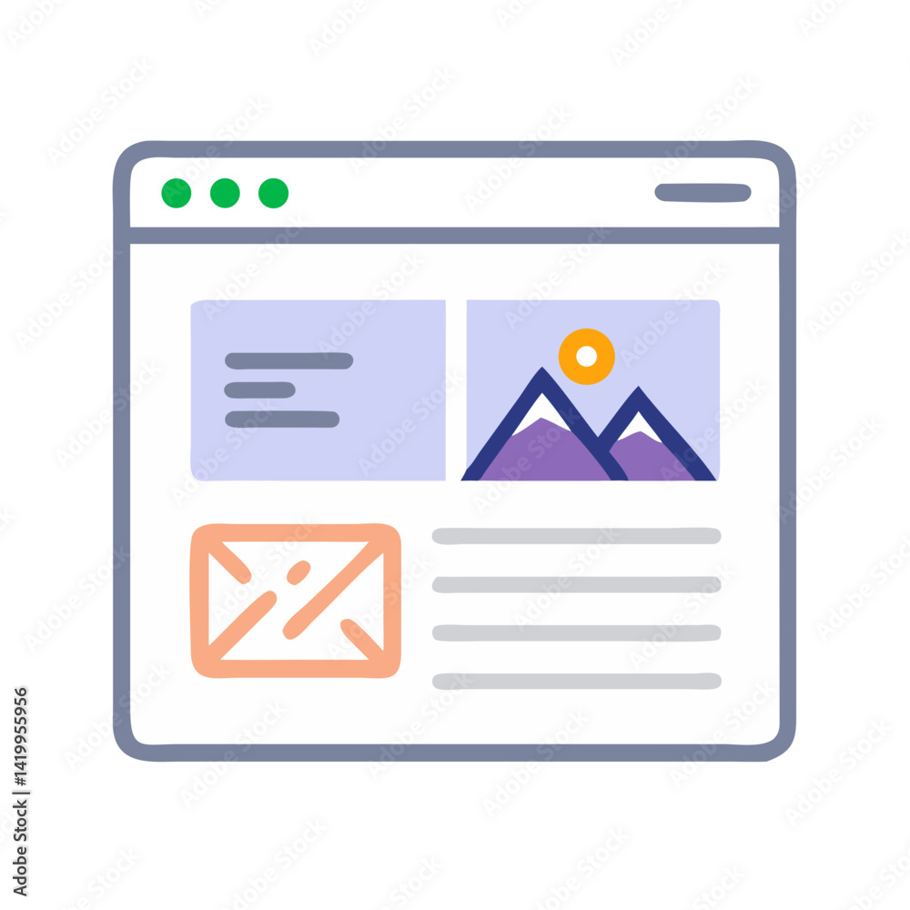 Poster Browser Window with Code and Image Icon Representing Web Development and Visual Content