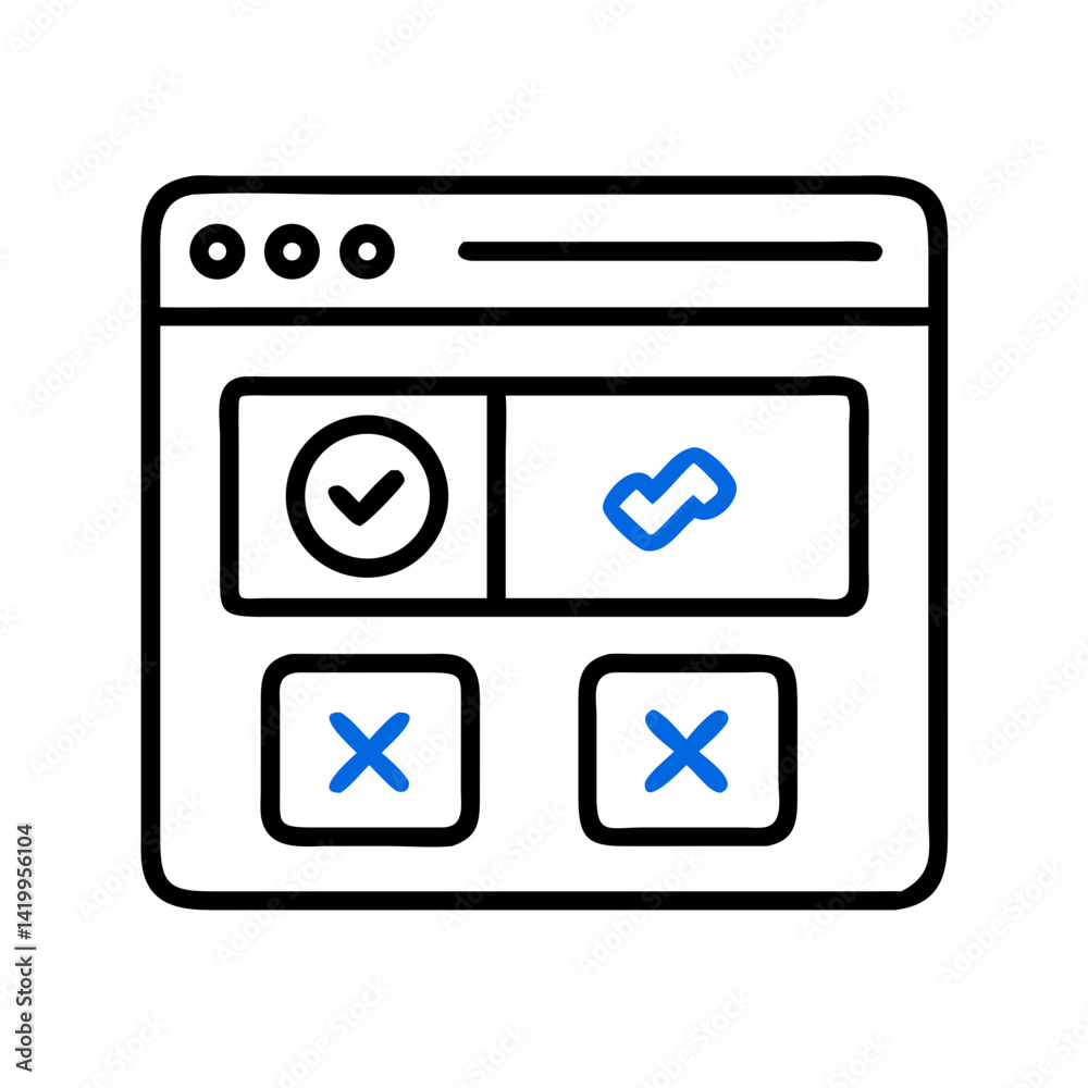 Leinwandbilder Browser with Decision Buttons Icon Representing User Interaction and Web Navigation