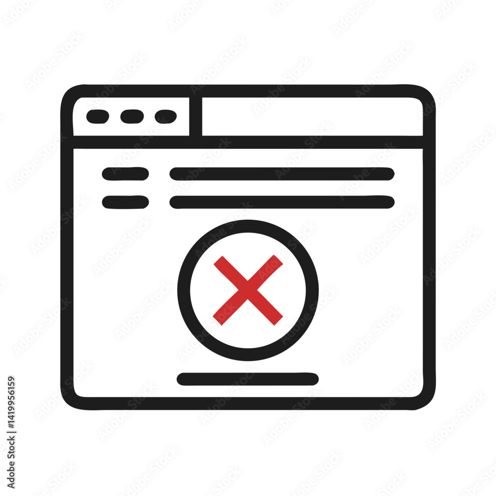 Poster Browser with Error Icon Representing Webpage Issue and Access Error