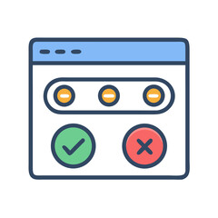 Browser with Decision Buttons Icon Representing User Interaction and Web Navigation