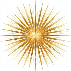 Obraz premium Golden starburst radiating design isolated on white background