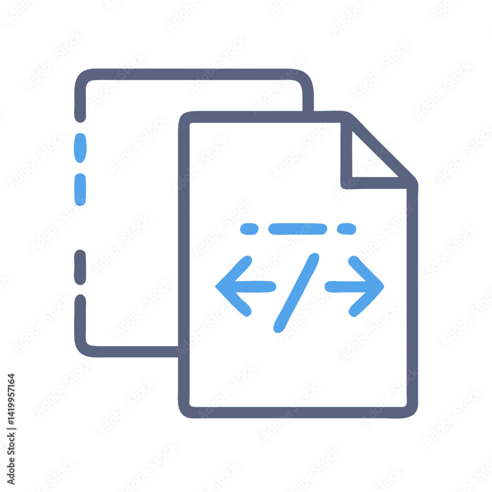 Poster Code File Transfer Icon Representing Development and Data Migration