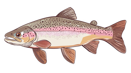 Fototapeta premium This is a detailed illustration of a rainbow trout. The illustration is realistic in style, capturing the subtle variations in color and texture of the fish's scales.