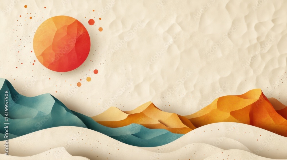 Poster abstract background with soft ecru tones dotted design and eggshell paper texture