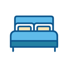 Double Bed Icon Representing Master Bedroom Furniture and Comfort