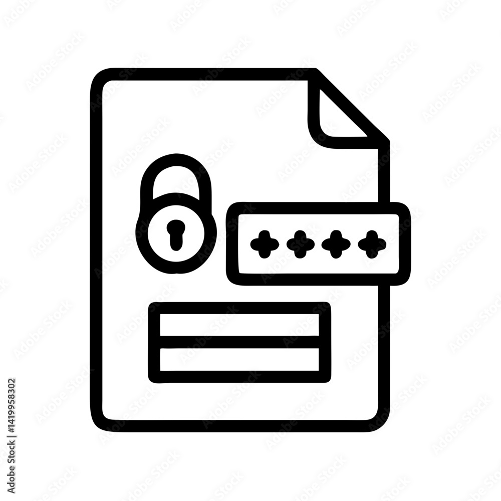Poster File with Password Icon Representing Secure Data Protection and Encryption