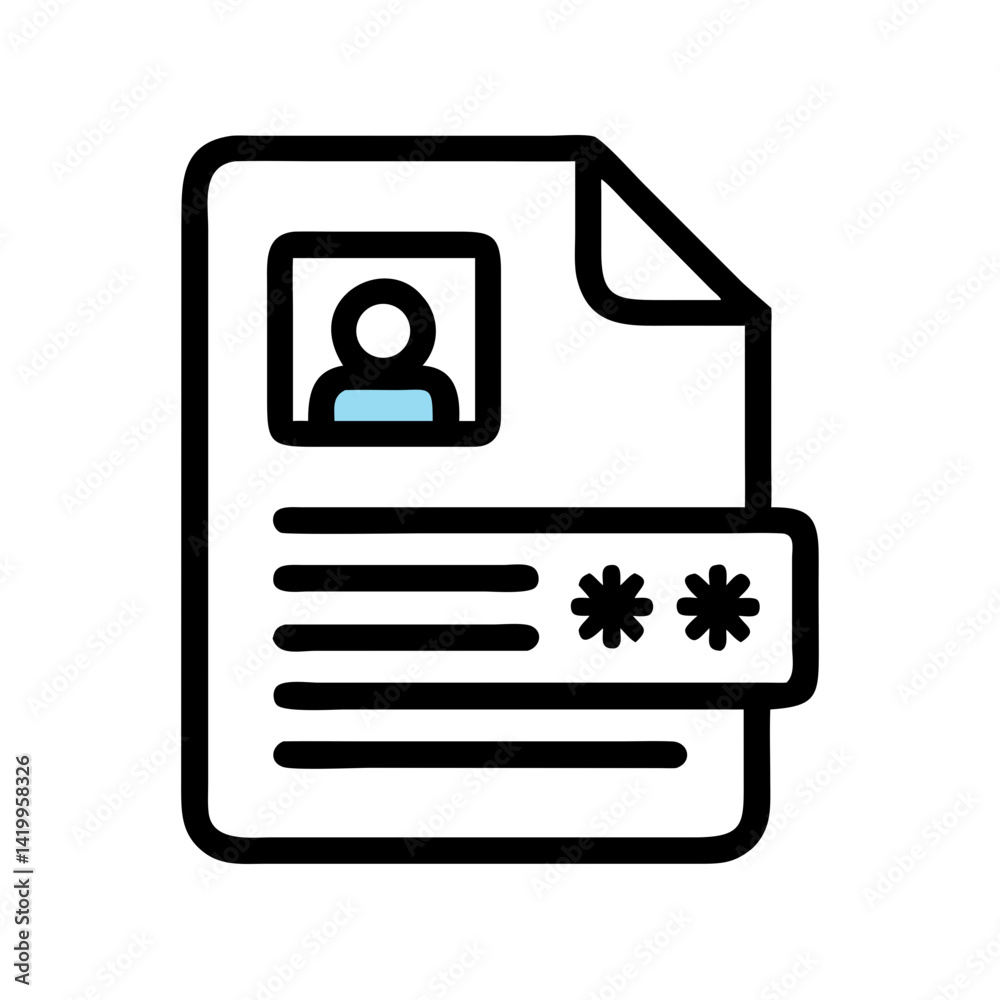 Aufkleber File with Password Icon Representing Secure Data Protection and Encryption