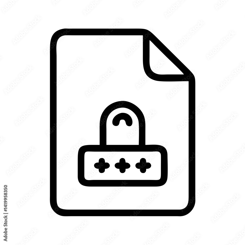 Poster File with Password Icon Representing Secure Data Protection and Encryption