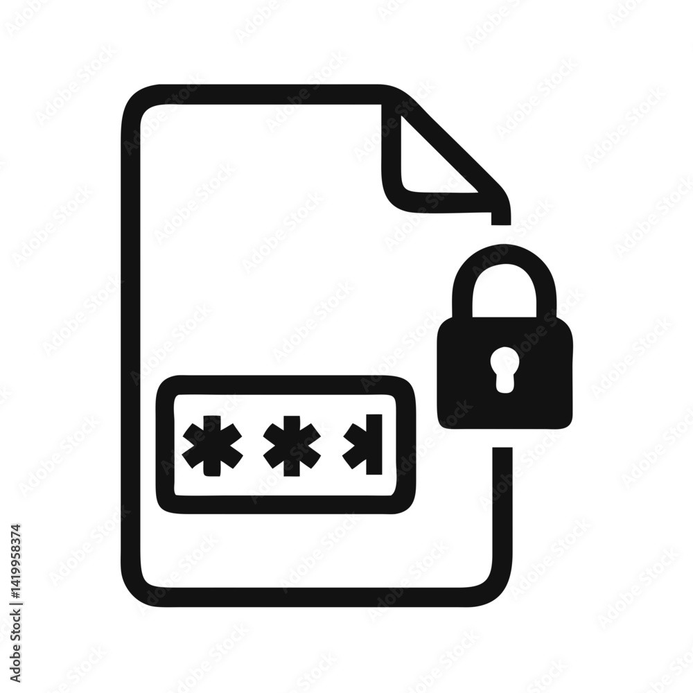 Poster File with Password Icon Representing Secure Data Protection and Encryption