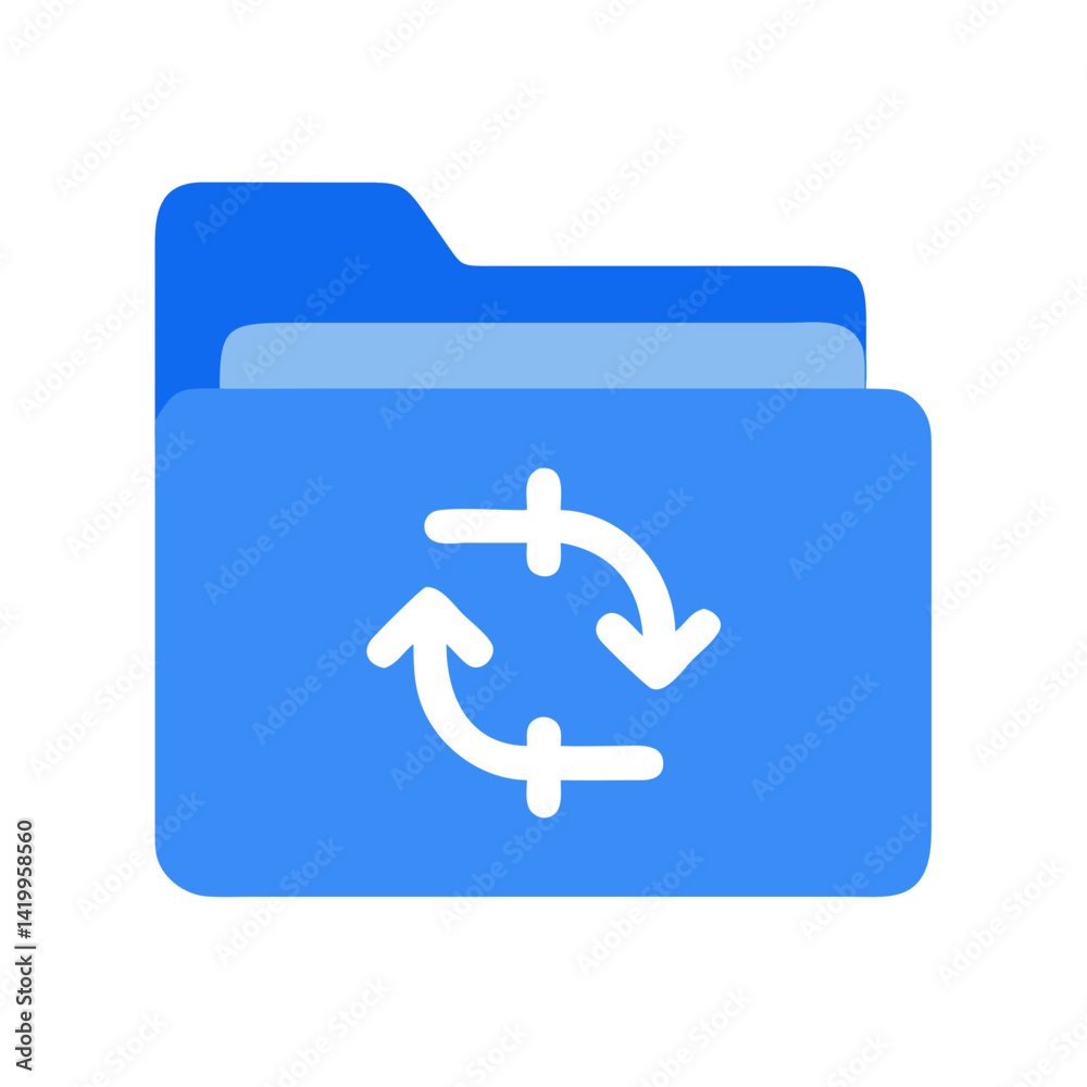 Poster Folder Sync Icon Representing File Synchronization and Data Management