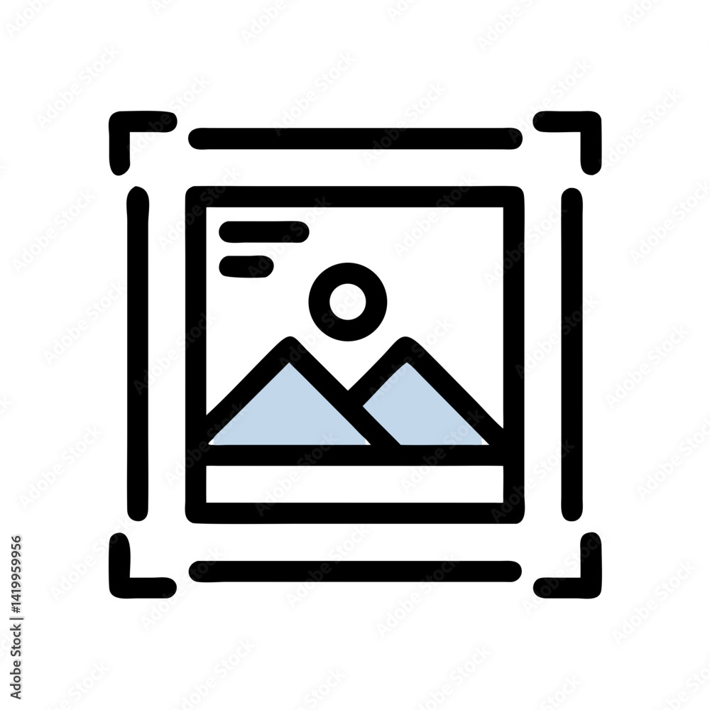 Poster Image in Frame Icon Representing Graphic Interface and Visual Design