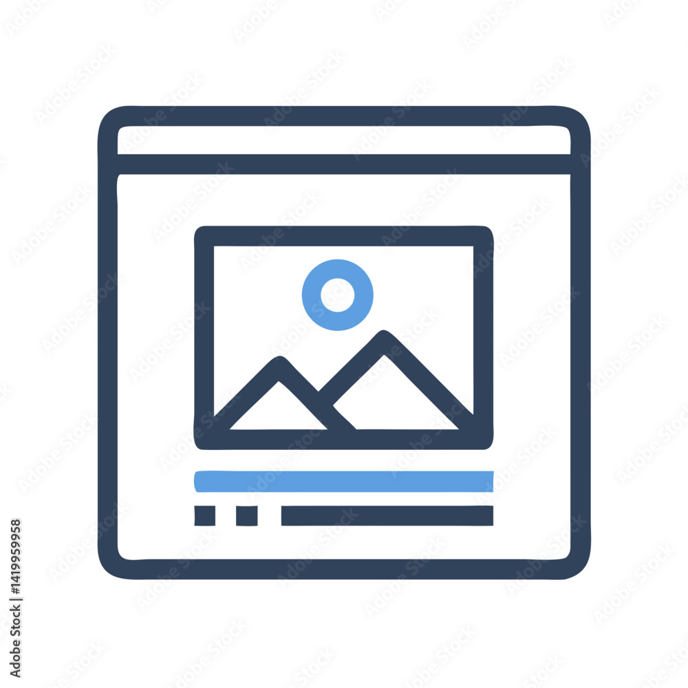 Poster Image in Frame Icon Representing Graphic Interface and Visual Design