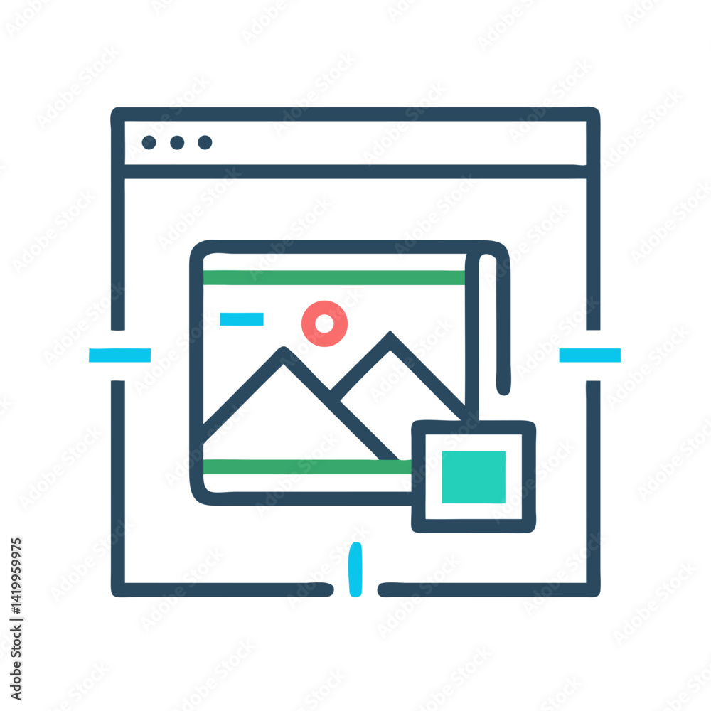 Poster Image in Frame Icon Representing Graphic Interface and Visual Design
