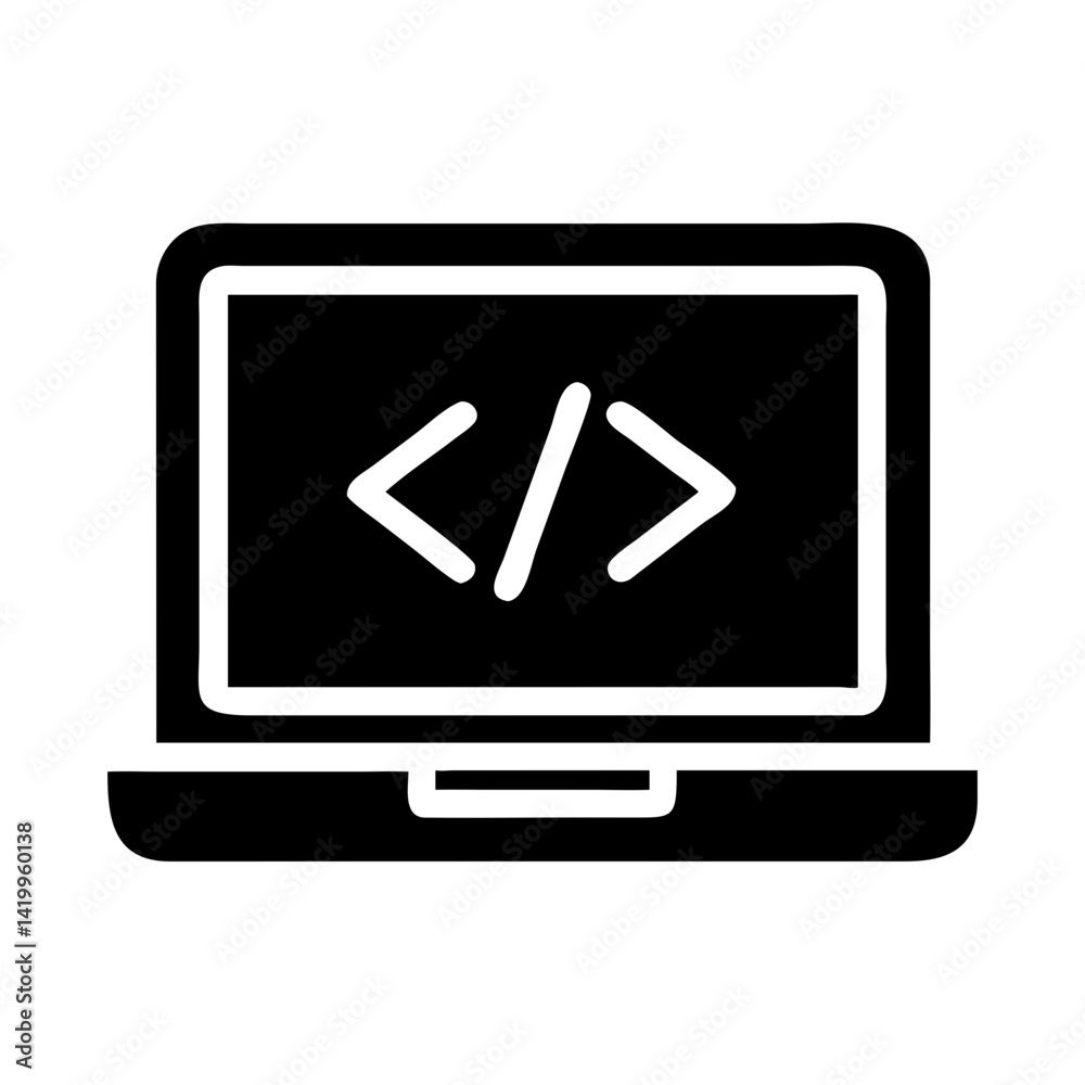 Poster Laptop with CSS Icon Representing Front-End Web Development and Styling