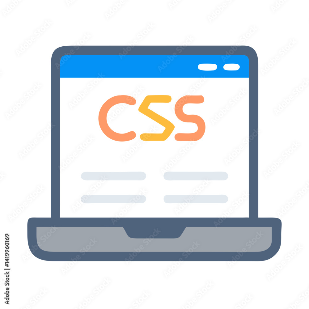 Poster Laptop with CSS Icon Representing Front-End Styling and Web Design