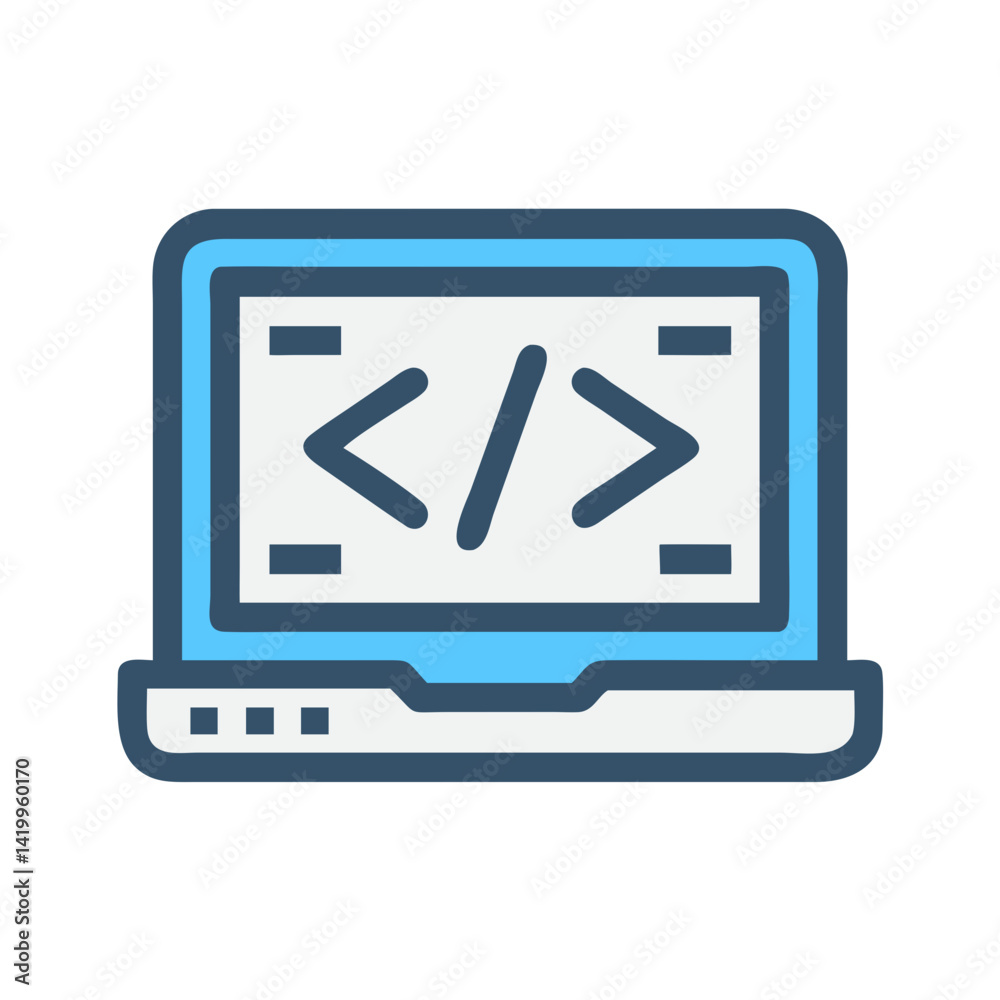 Poster Laptop with CSS Icon Representing Front-End Web Development and Styling