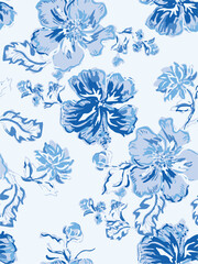 Fototapeta premium abstract, vector, monochrome, big flowers, all over textiles design, illustration digital image can be used for wrapping paper