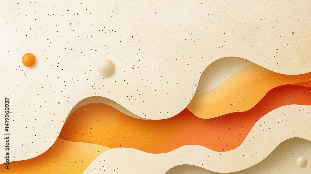 Poster abstract background with soft ecru tones dotted design and eggshell paper texture