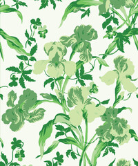 abstract, vector, monochrome, big flowers, all over textiles design, illustration digital image can be used for wrapping paper