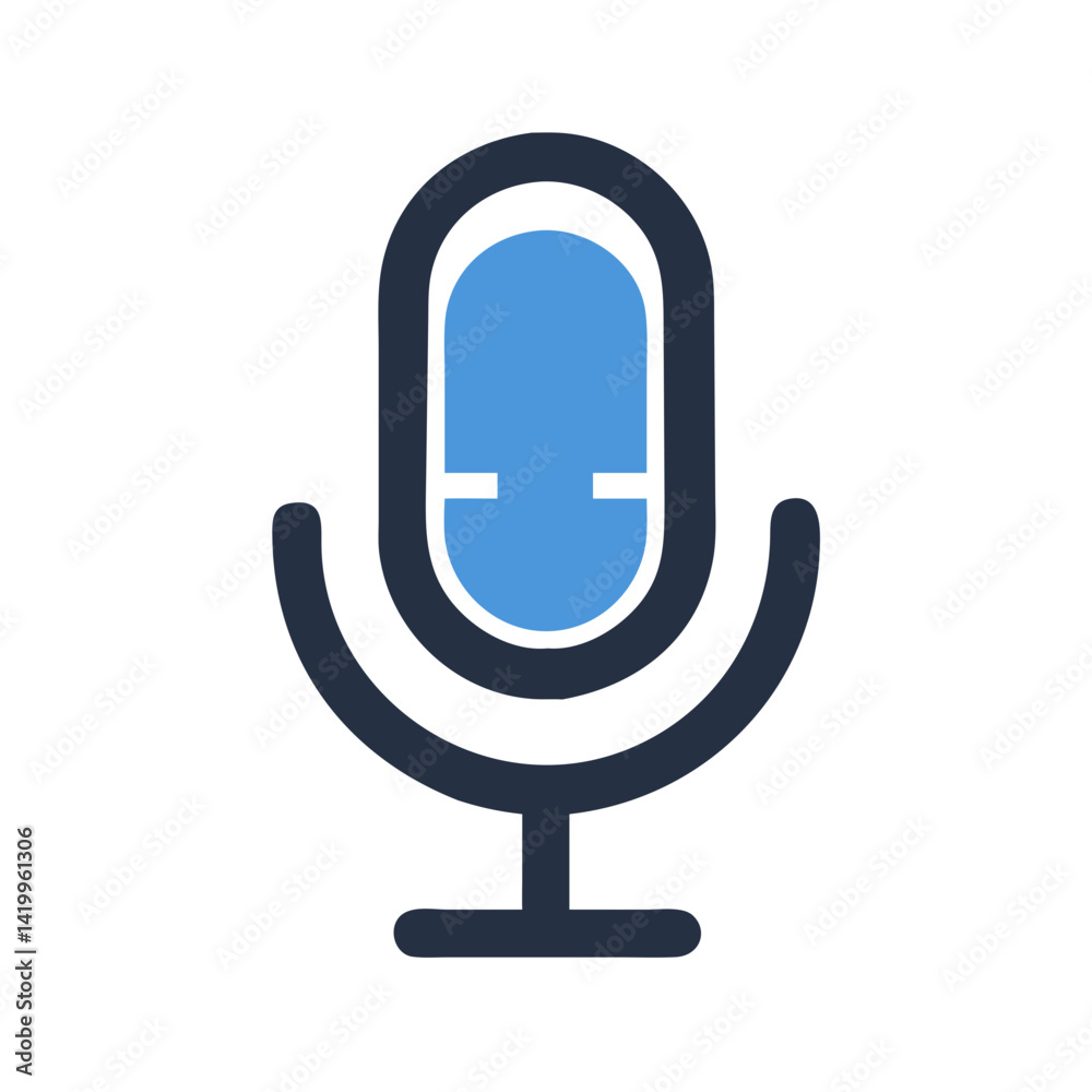 Poster Microphone Icon Representing Voice Recording Device for Audio Capture and Production