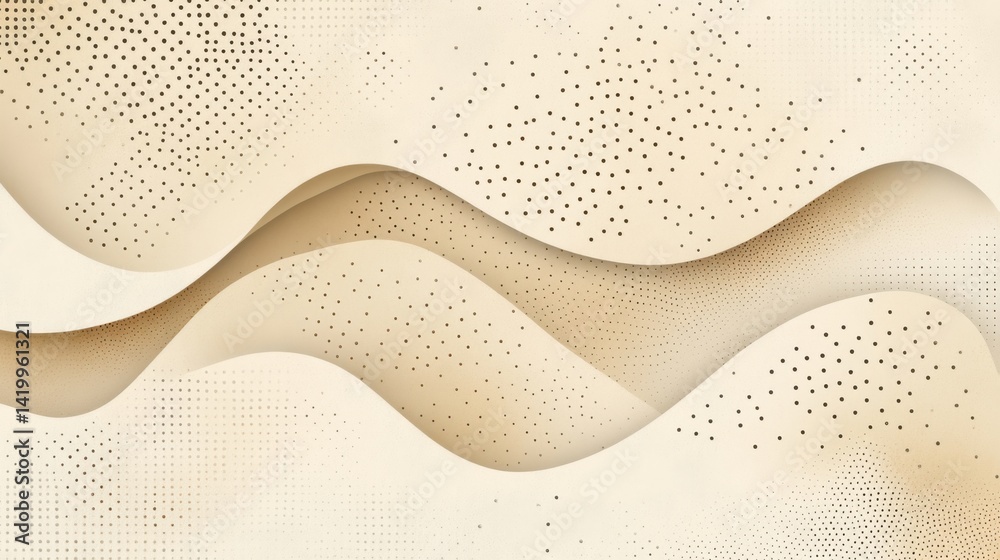 Poster abstract background with soft ecru tones dotted design and eggshell paper texture