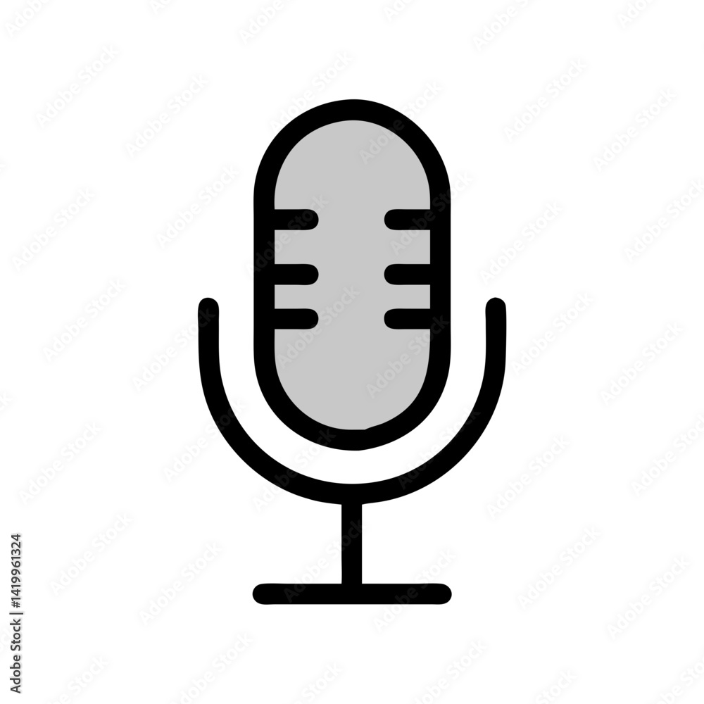 Poster Microphone Icon Representing Voice Recording Device for Audio Capture and Production