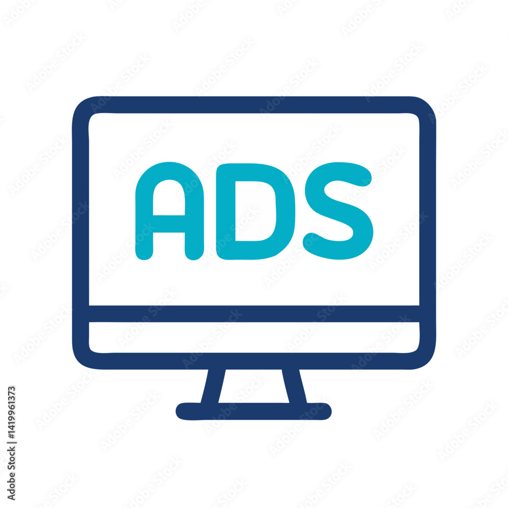 Poster monitor with ads icon representing digital advertising and online marketing display