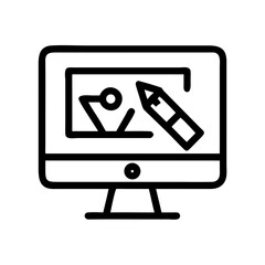Fototapeta premium Monitor with Vector Design Icon Representing Graphic Design and Digital Illustration Workstation