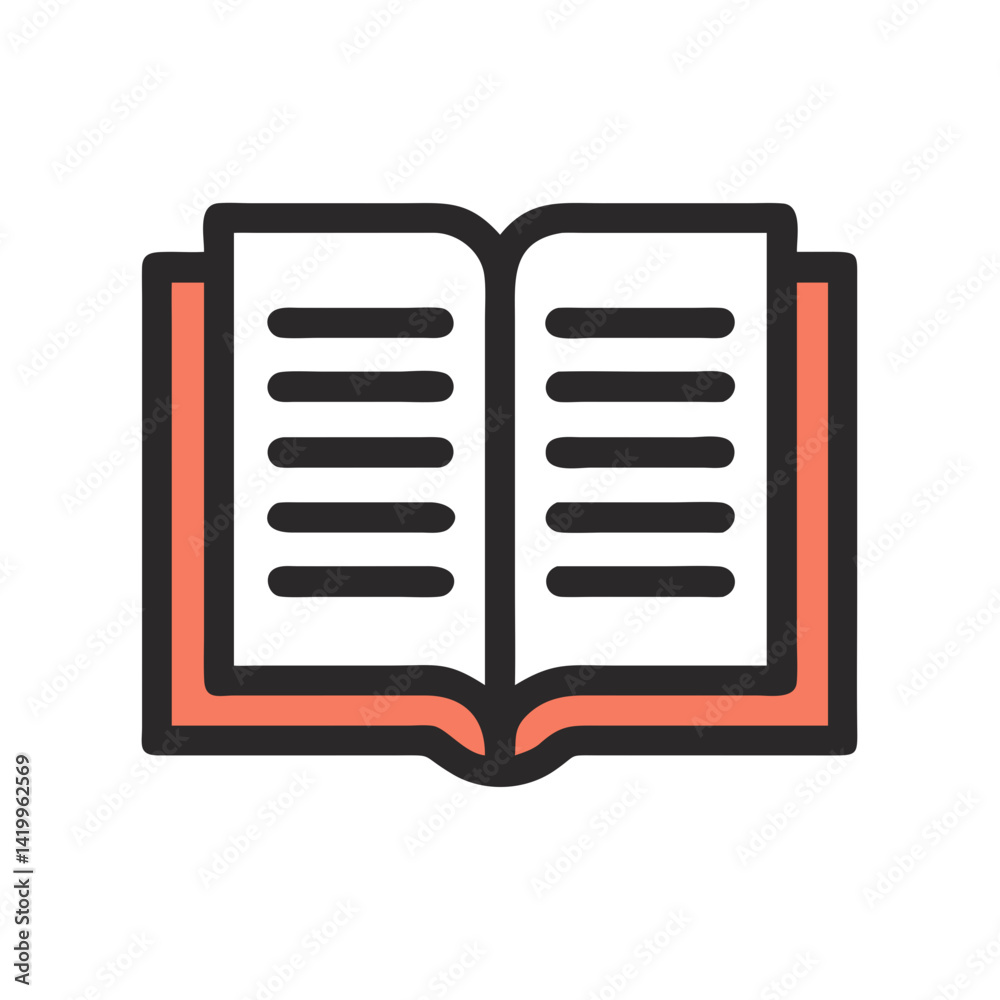 Poster Open Book Icon Representing Reading Material and Educational Content