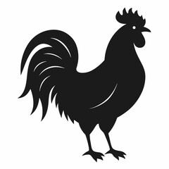 new style rooster hen chicken silhouette animal vector icon on white background