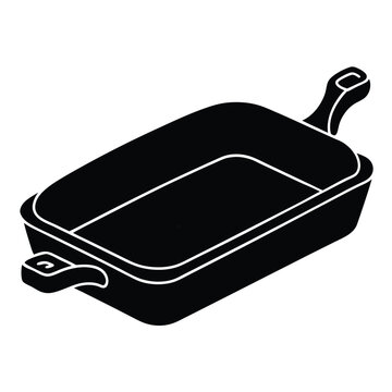 Isolated Black Vector broiler pan WIith White Background