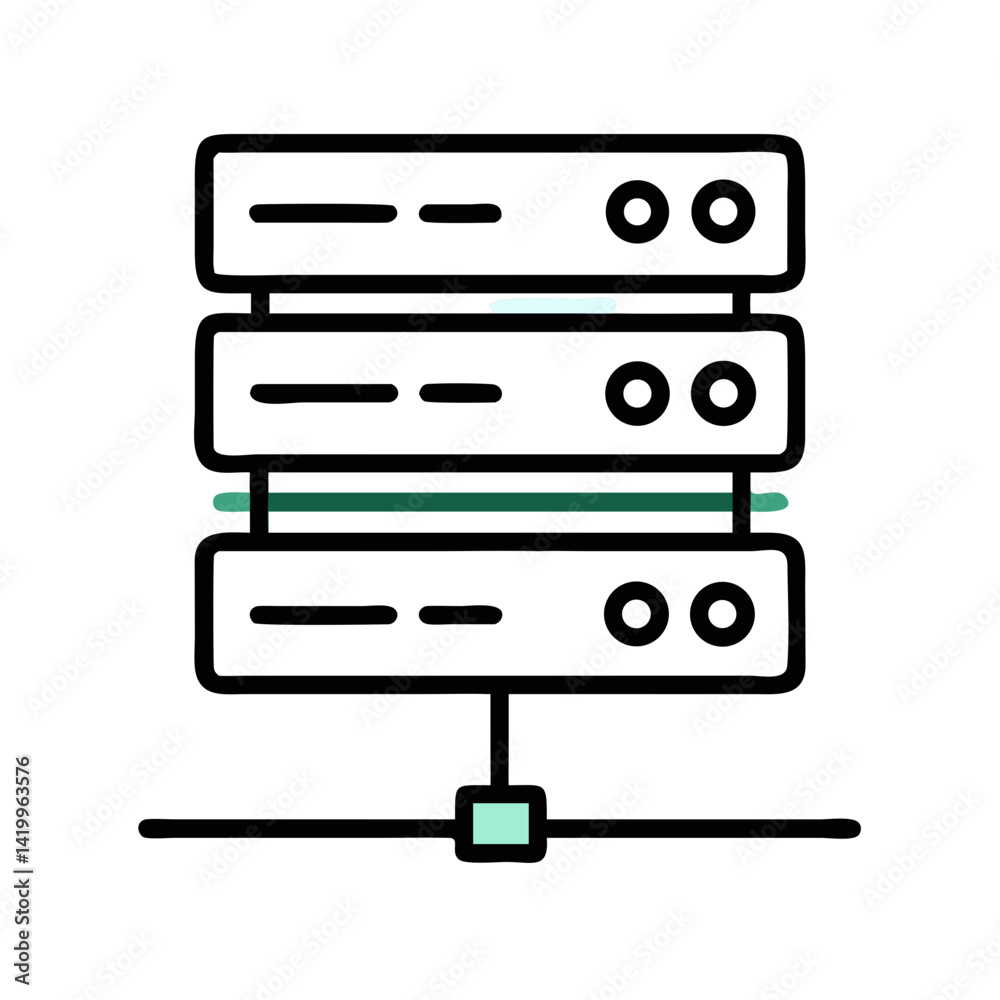 Poster Server Stack Icon Representing Web Hosting Infrastructure and Data Management