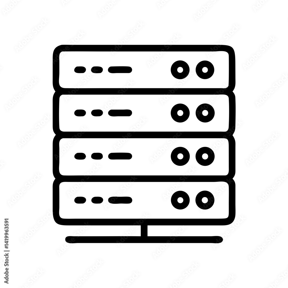 Poster Server Stack Icon Representing Web Hosting Infrastructure and Data Management