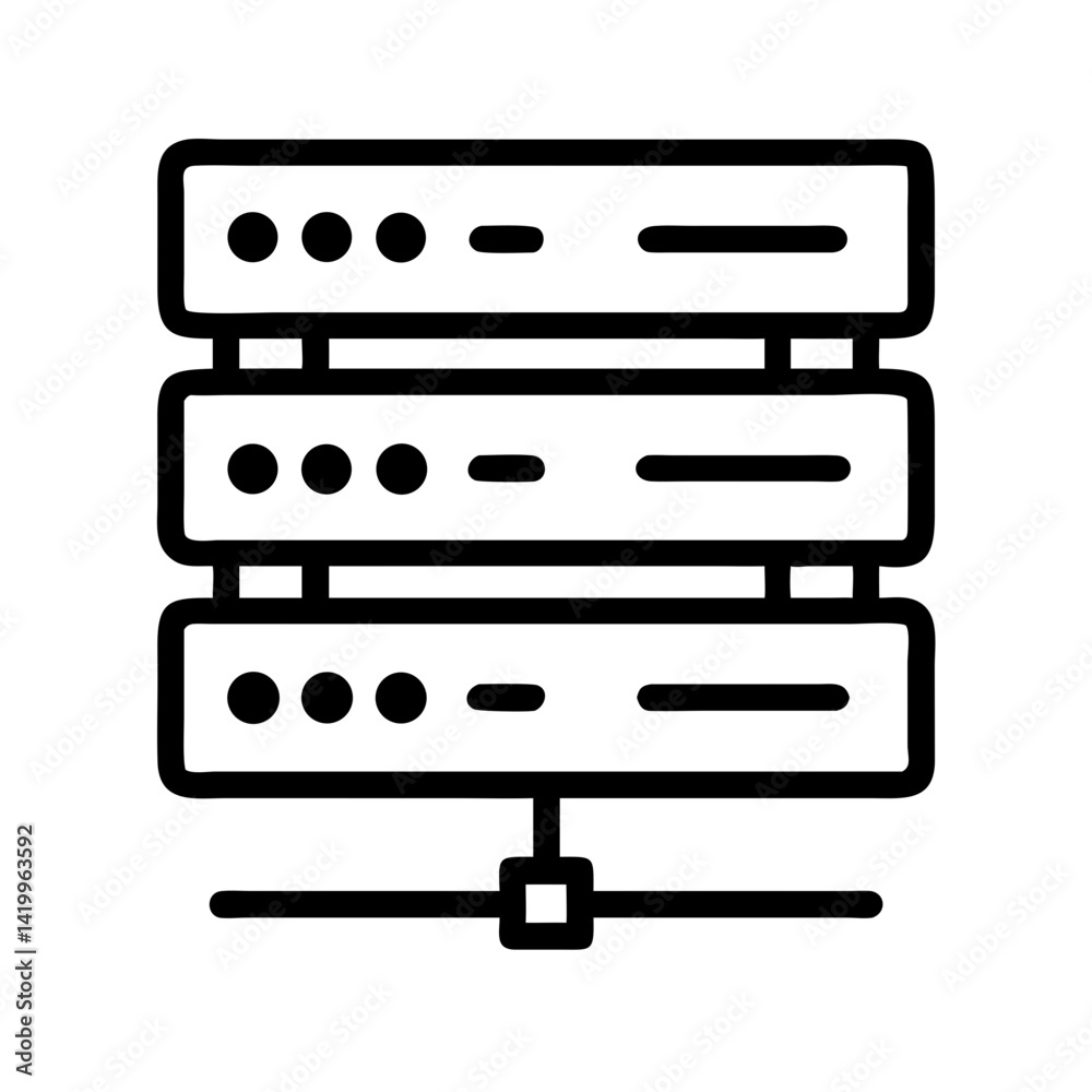 Poster Server Stack Icon Representing Web Hosting Infrastructure and Data Management