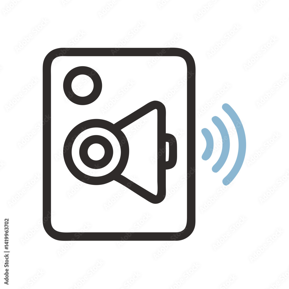 Poster Sound Speaker Icon Representing Audio Output Device for Music and Media Playback