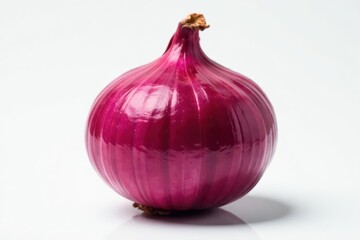 Single red onion, vibrant color, white backdrop, object, market, macro