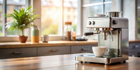 Fototapeta premium Coffee Machine on Counter, morning routine, beverage, morning routine