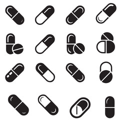 medicine and pills vector silhouettes 