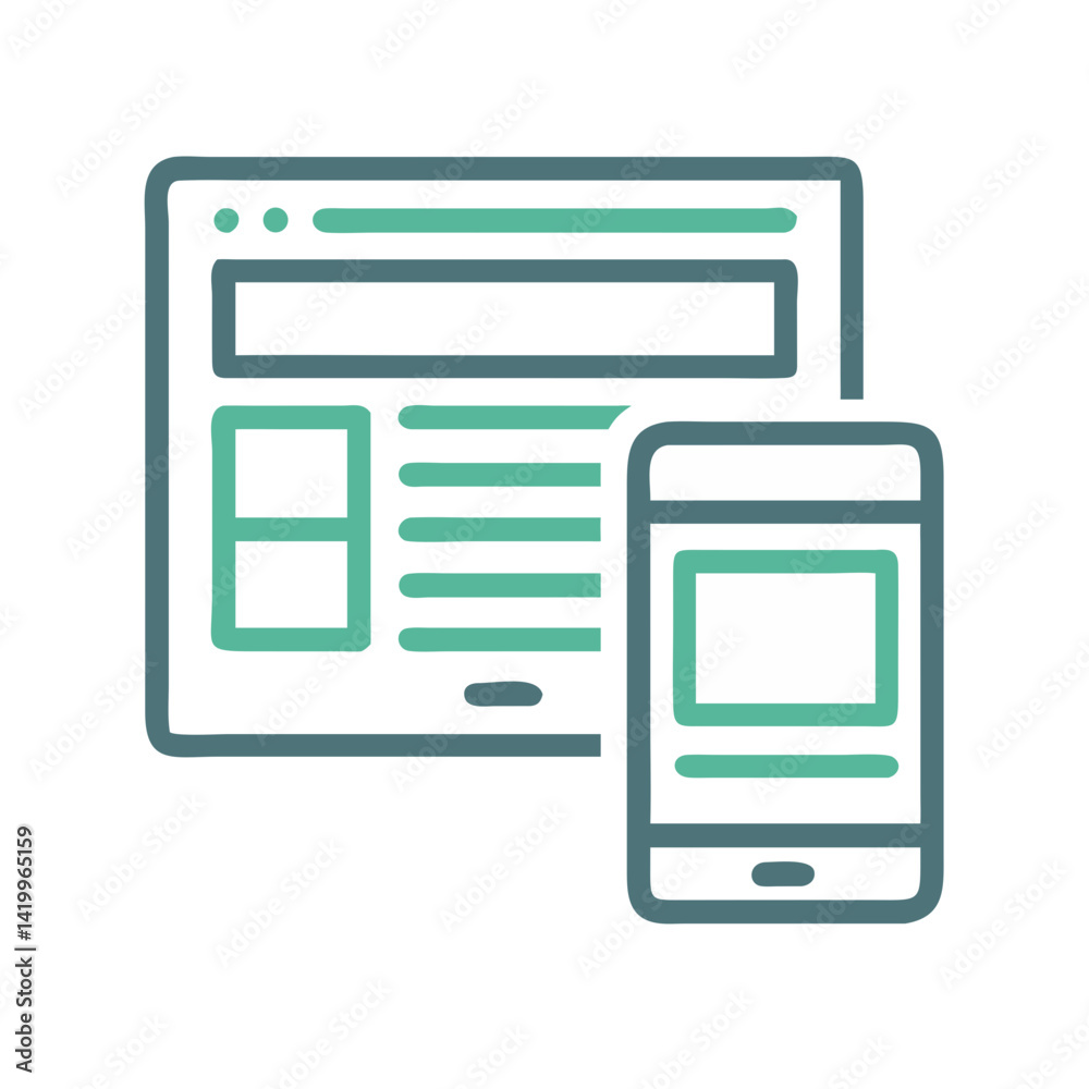 Aufkleber Web and Mobile UI Icon Representing Responsive Interface Design for Cross-Platform Experience